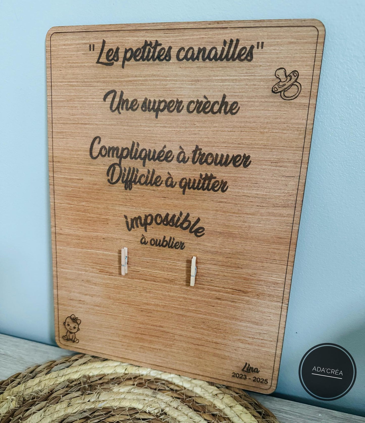 Panneau "En souvenir de la crèche"