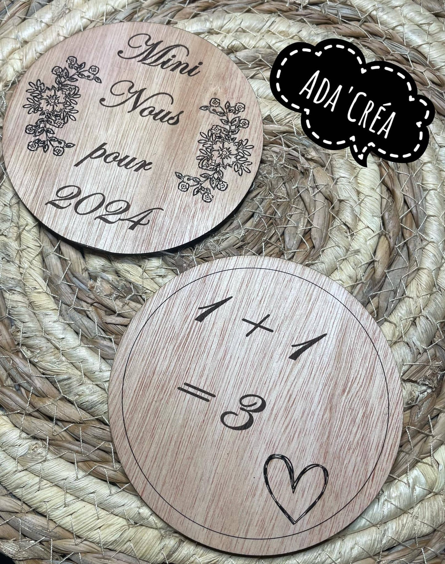 Plaques rondes annonce de grossesse personnalisables