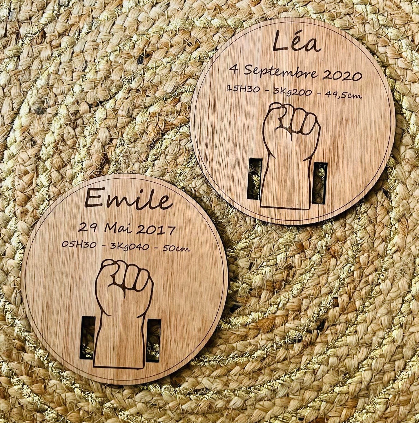Plaque bracelet de naissance personnalisée