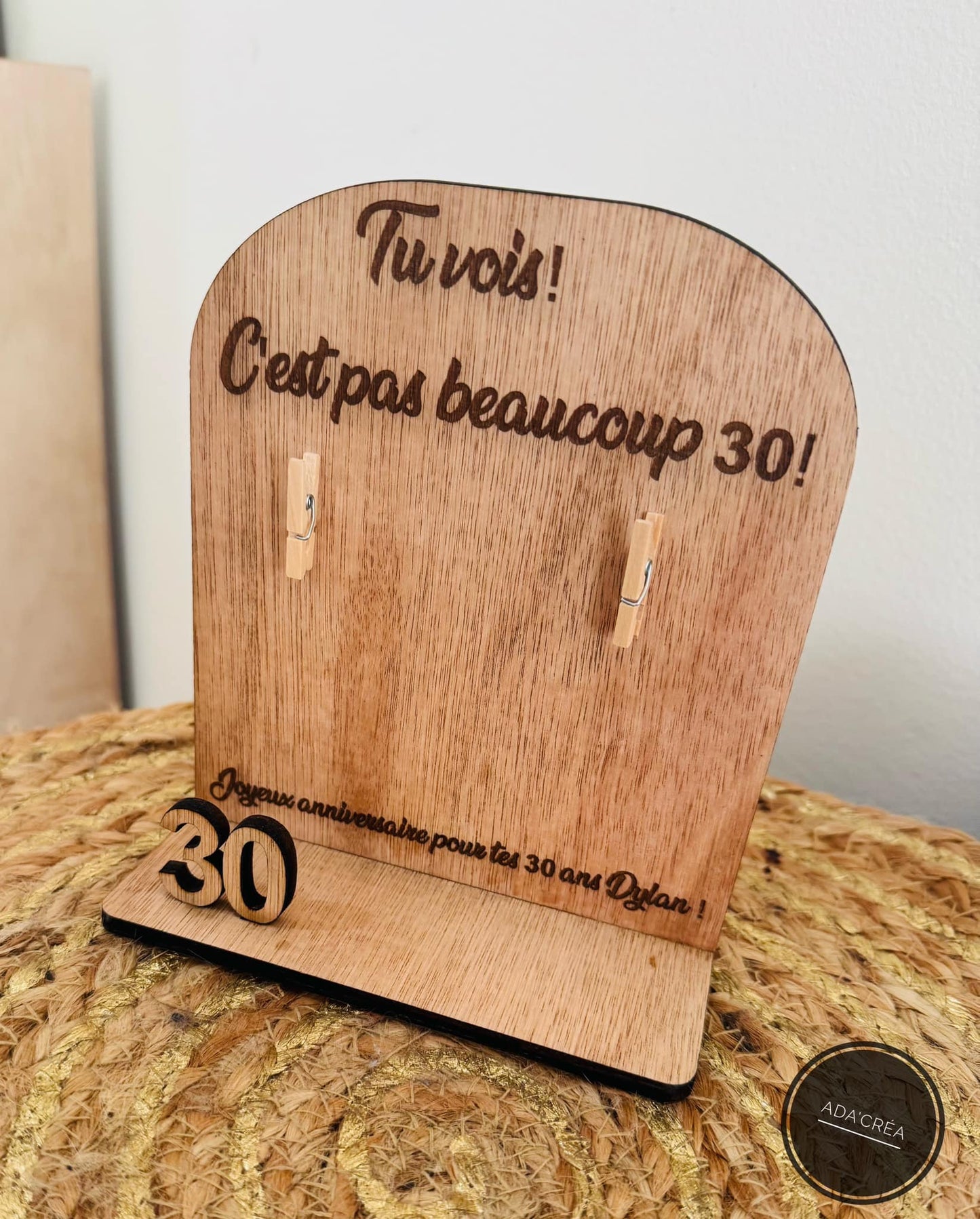 Support en bois pour billets "Anniversaire" personnalisable