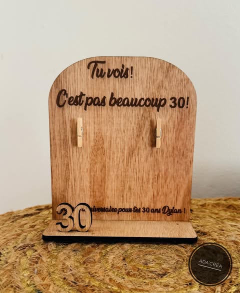Support en bois pour billets "Anniversaire" personnalisable