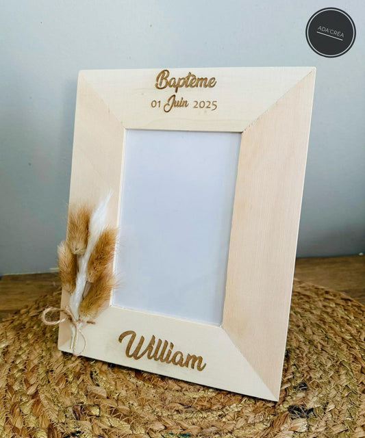 Cadre baptême en bois personnalisable