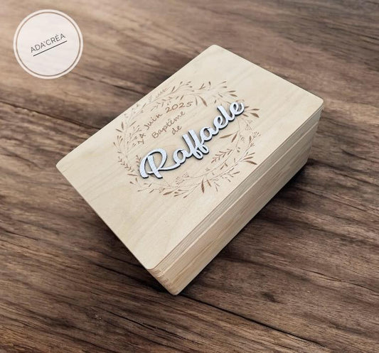 Boîte personnalisable "En souvenir de mon baptême"