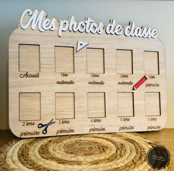 Cadre en bois personnalisable  "Mes photos de classe"
