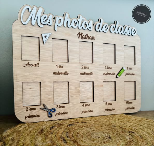 Cadre en bois personnalisable  "Mes photos de classe"