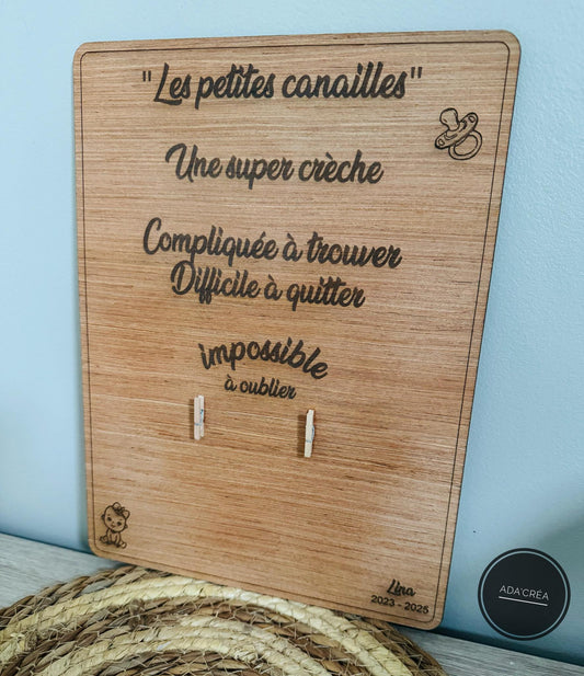 Panneau "En souvenir de la crèche"