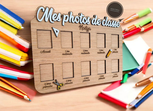 Cadre en bois personnalisable  "Mes photos de classe"