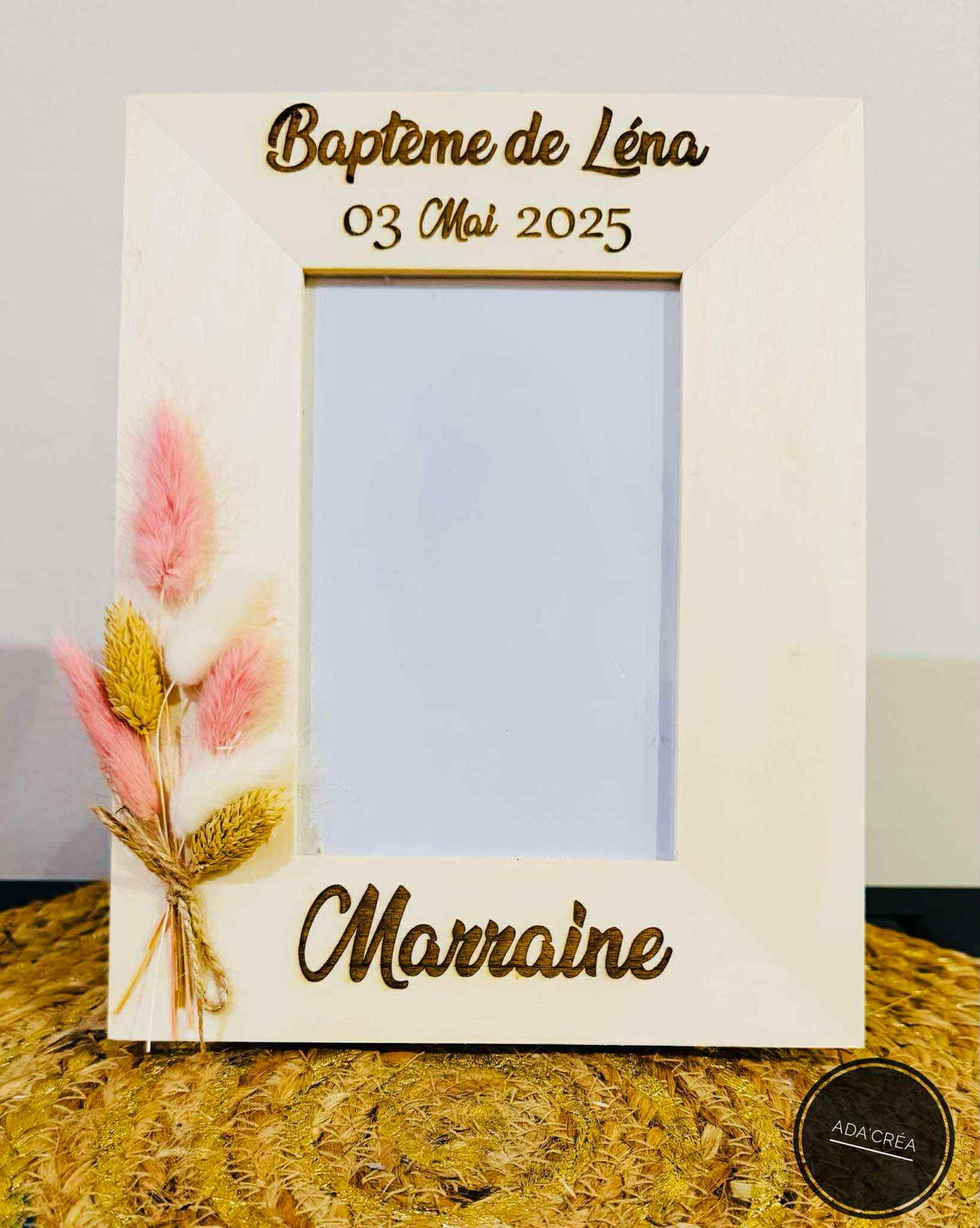 Cadre baptême en bois personnalisable